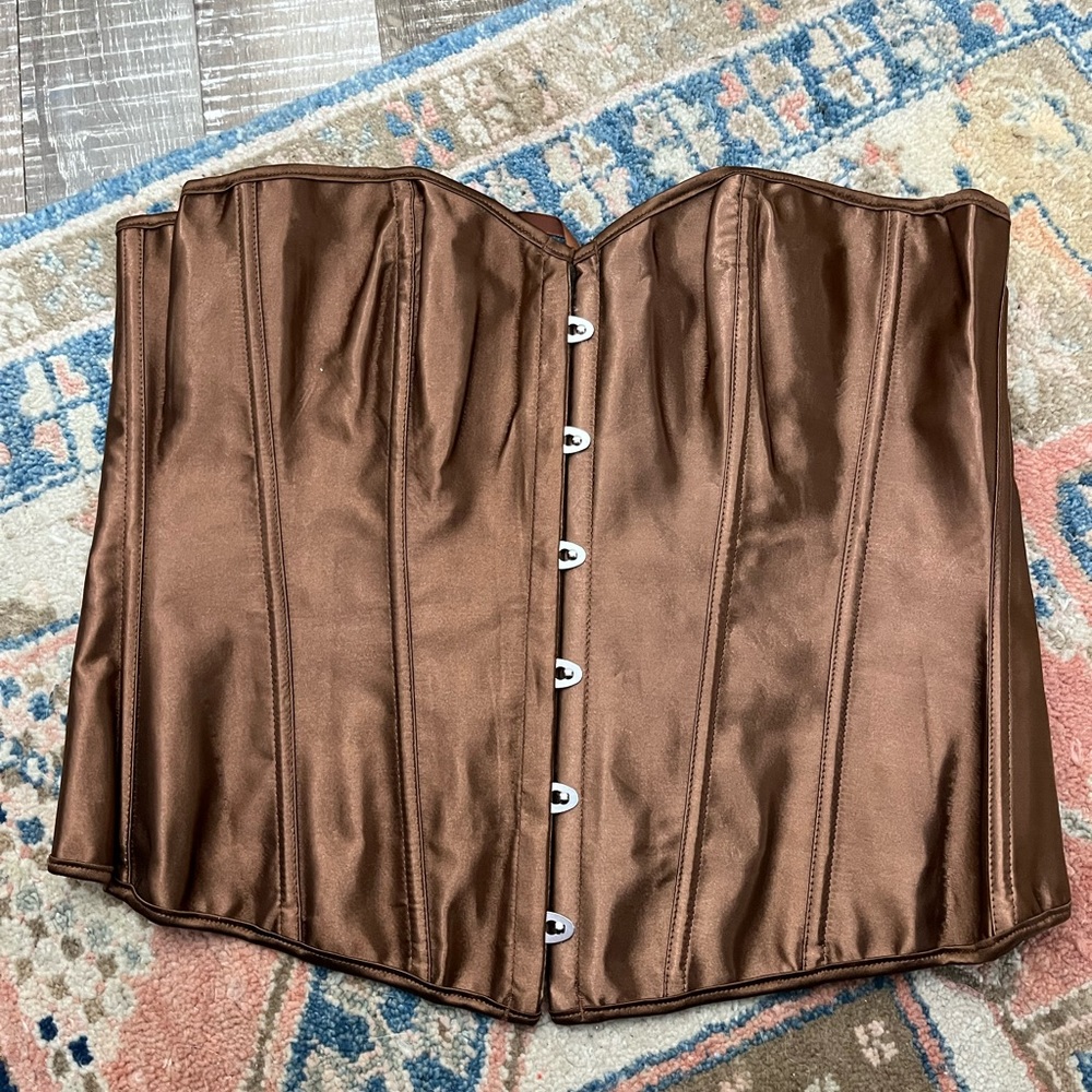 Brown satin corset